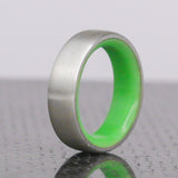 Brushed Sterling Silver with Green Glow - Size 10