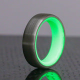 Brushed Sterling Silver with Green Glow - Size 10