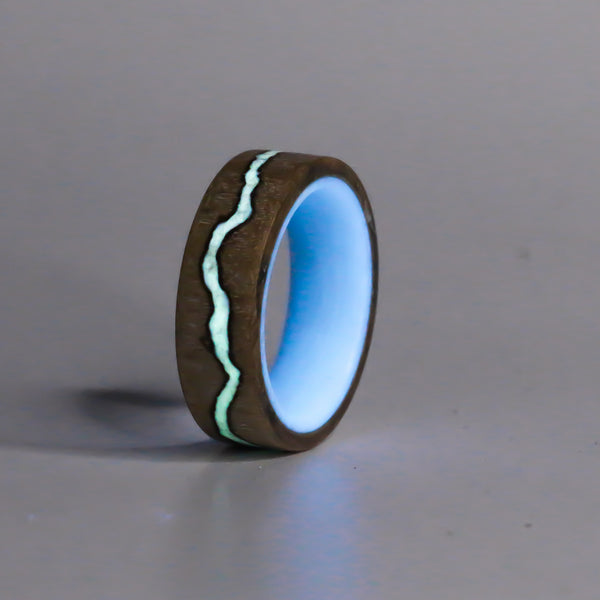 White and Blue Maple Voltage Ring - Size 7.5