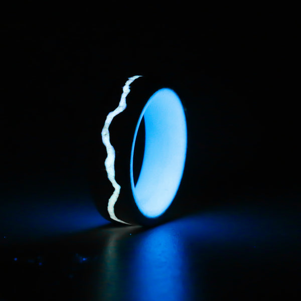 White and Blue Maple Voltage Ring - Size 7.5