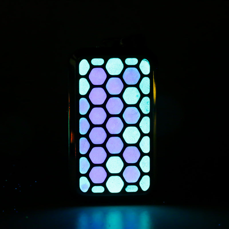 Aqua and Purple Hexagon Super Lume Pendant