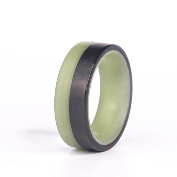 Cuff Carbon Fiber Super Lume Ring - Size 9.5