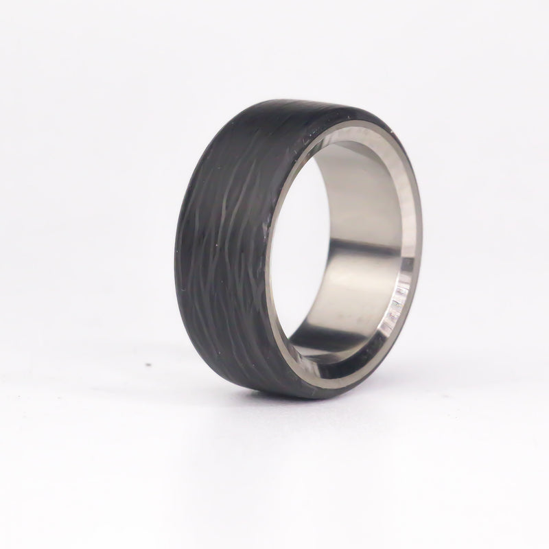 Chatter Chamfered Titanium/Carbon Ring - Size 10