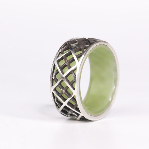 Silver Grid Super Lume Ring - Size 10.5