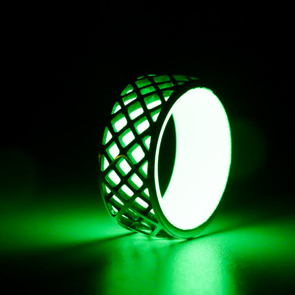 Silver Grid Super Lume Ring - Size 10.5