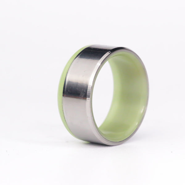 Titanium Super Lume Ring With Cuff - Size 13.25