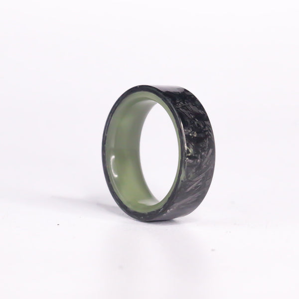 Collaboration prototype Silver foil in chopped carbon fiber with glow - Size 7