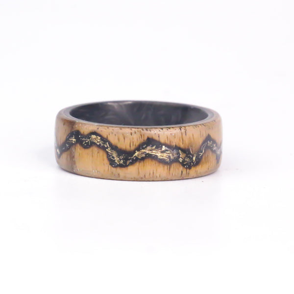 Brass shaving inlay on walnut over forged carbon - Size 10.5