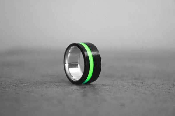 Custom Lume Stripe with Carbon Fiber on Sterling Silver