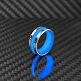 Apollo Lume Silver ring in blue glow, daylight