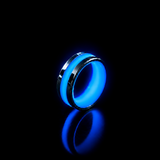 Apollo Lume Silver ring in blue glow, super dark