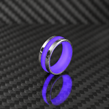 Apollo Lume Silver ring in purple glow, daylight