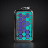 Professional Aqua and Purple titanium hexagon pendant low-light view