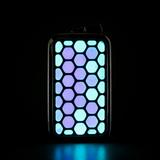 Professional Aqua and Purple titanium hexagon pendant alternate glow view