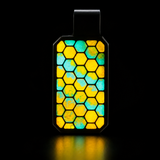 Professional Blue and Orange titanium hexagon pendant glowing