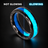 Blue Water Apollo carbon fiber ring comparison with glowing aqua label