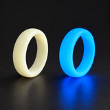 Cobalt Halo ring shown in daylight and glowing cobalt blue