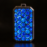 Egyptian Blue opal titanium hexagon pendant with cobalt blue glow, pendant only