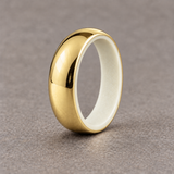 Luminescent Luxe 14K yellow gold 5 mm ring, Cobalt Blue, daylight appearance.
