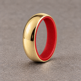 Luminescent Luxe 14K yellow gold 5 mm ring, Fire Glow, daylight appearance.