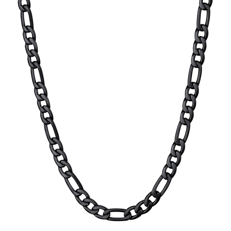 Black Stainless Steel Figaro Chain 20" 5mm