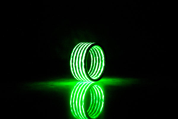 Green Aurora Carbon Fiber Ring - Version 2 5 Stripe