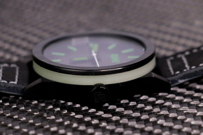 Cobalt Blue Quartz with Green Dial Carbon Fiber Watch