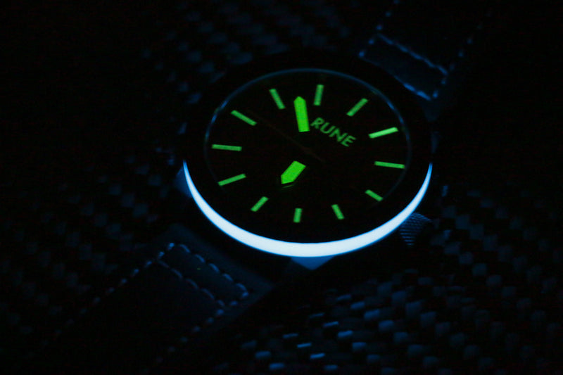 Cobalt Blue Quartz with Green Dial Carbon Fiber Watch