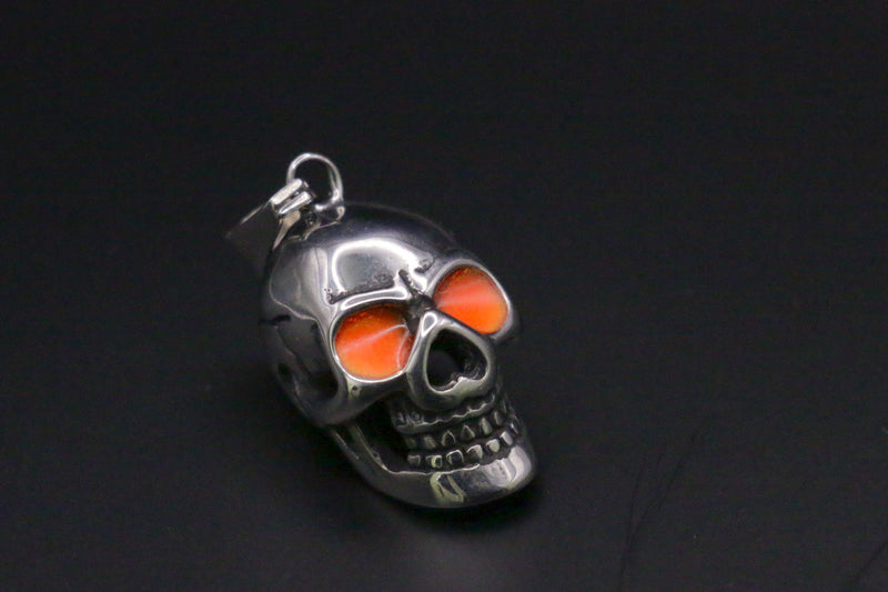 Stainless Steel Skull with Fire Glow Eyes