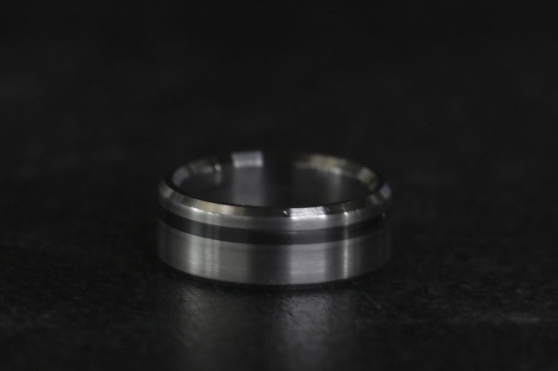Titanium with Silver Offset Inlay