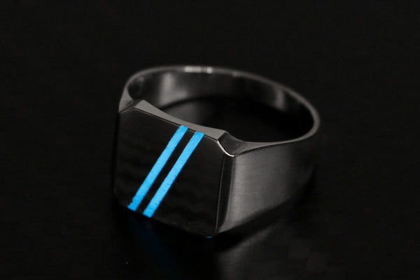 Blue Sterling Silver Signet Ring Size 10