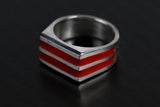 Sterling Silver Chunky Lume Signet Fire Glow - Size 10.5