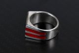 Sterling Silver Chunky Lume Signet Fire Glow - Size 10.5