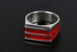 Sterling Silver Chunky Lume Signet Fire Glow - Size 10.5