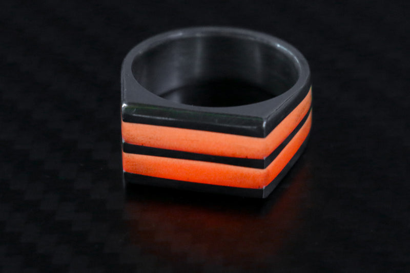 Sterling Silver Chunky Lume Signet Fire Glow - Size 10.5