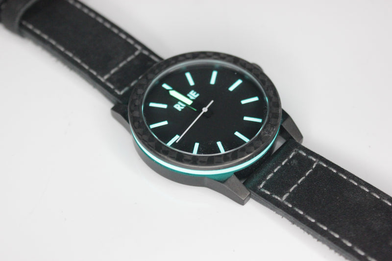 Quartz Aqua Blue Carbon Fiber Lume Watch