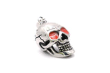 Stainless Steel Skull with Fire Glow Eyes