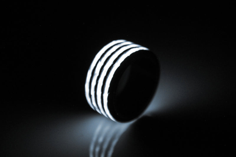 White Aurora Carbon Fiber Ring With Titanium Liner