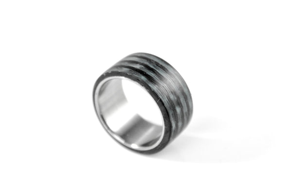 White Aurora Carbon Fiber Ring With Titanium Liner