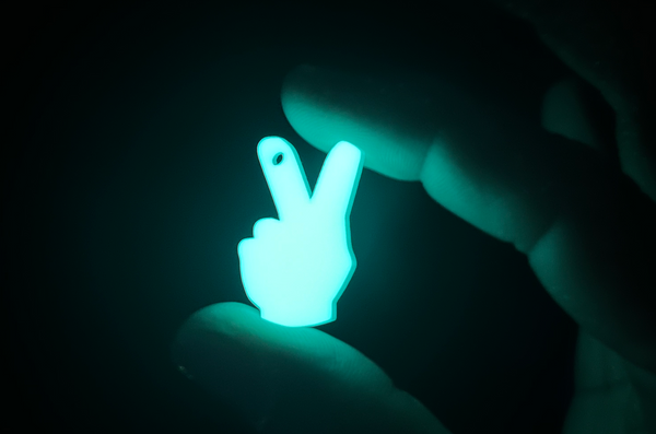 Aqua Peace Sign Glow Hand