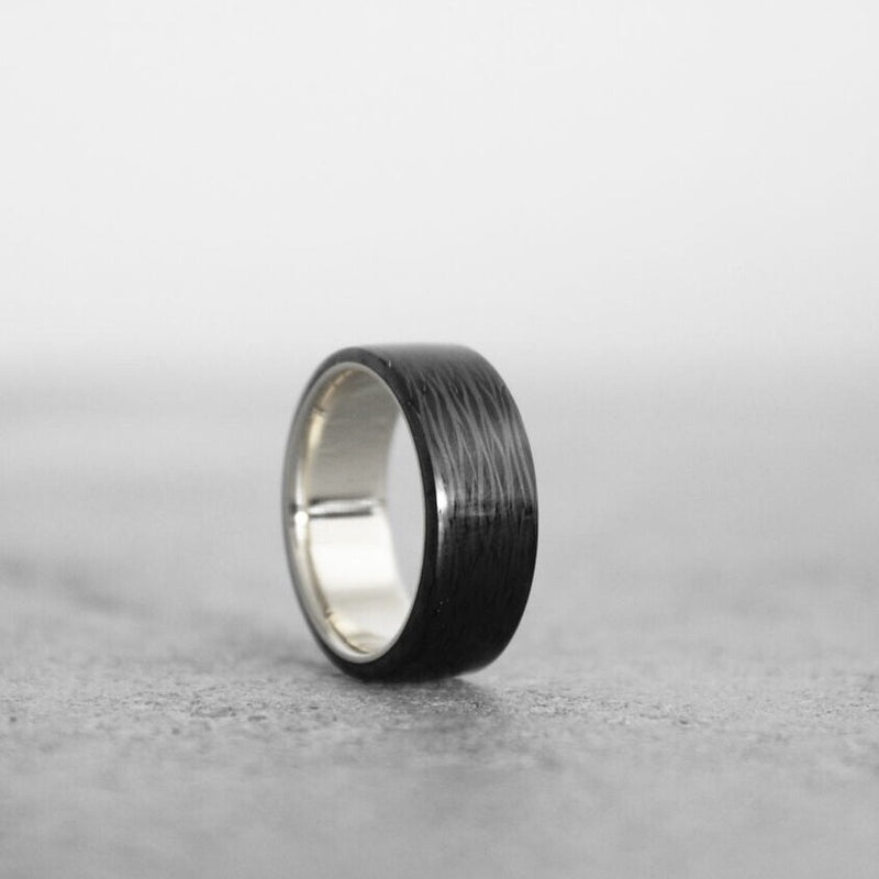 Custom Carbon Fiber and Sterling Silver Ring