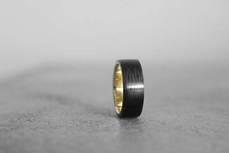 Carbon Fiber and Gold Ring - 14k