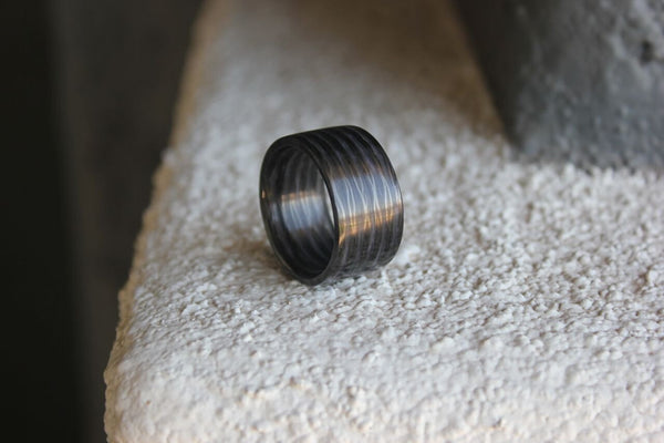 Green Aurora Carbon Fiber Ring - Version 2 5 Stripe